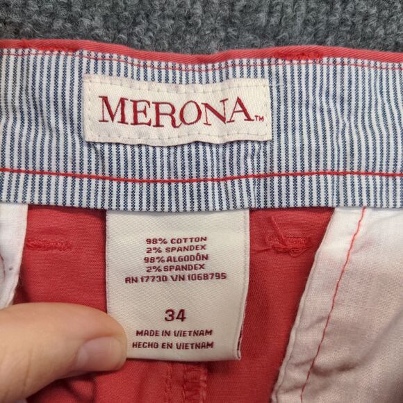 Merona Womens Chino Shorts Pink Size 34 Slash Pockets Cotton Blend - Picture 10 of 10
